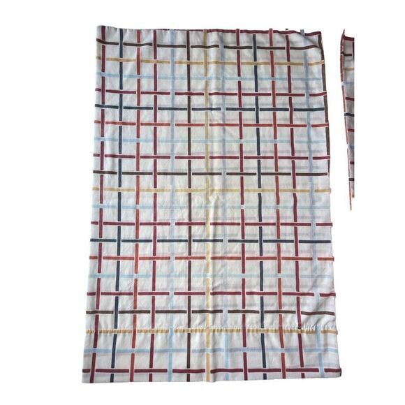 70s Vintage MCM Mid Century Geometric Print Cotton 2 Pillowcase - Picture 5 of 5